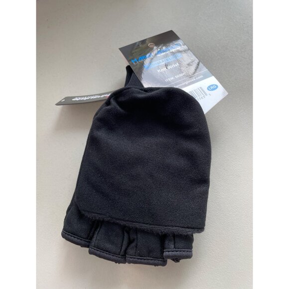 Hand Armor Fingerless Convertable Gloves Mittens L Thinsulate Black Velcro NEW - Picture 4 of 6